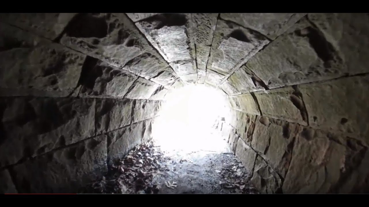 Tunnel to Waterfall in Bedford Ohio (Great Falls of Tinkers Creek) [In then back out]