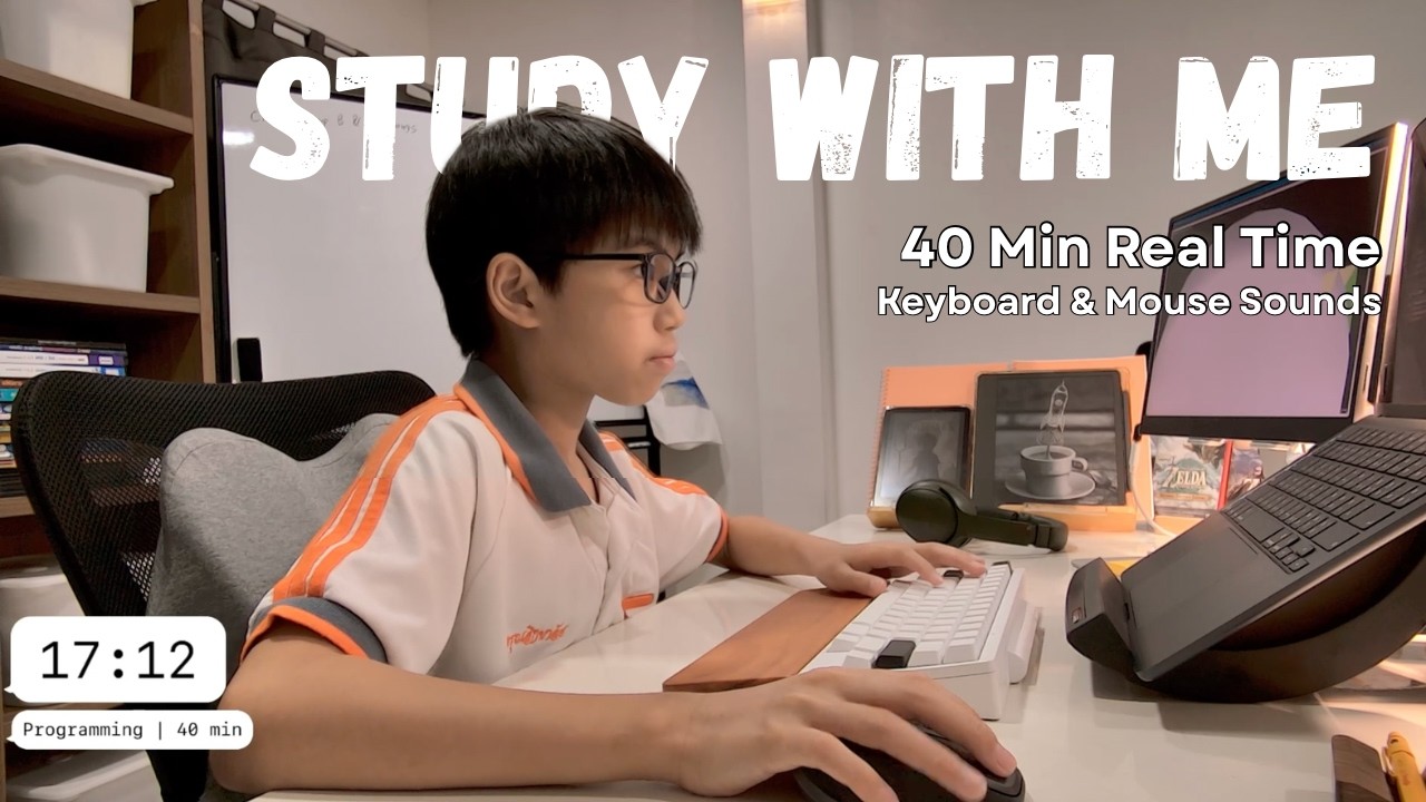 Study With Me | 40 Min Real Time | No Talking, No Music | Programming | Keyboard & Mouse Sounds