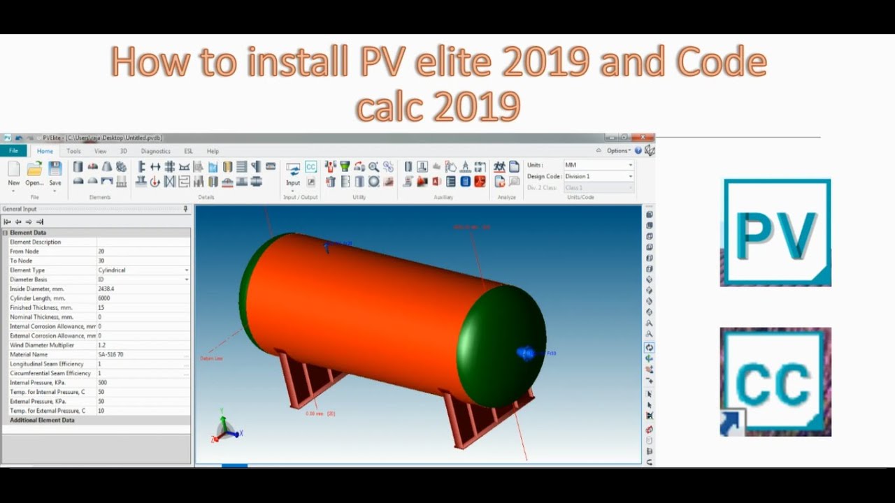 How to install Intergraph PVElite 2019 and Code Calc 2019