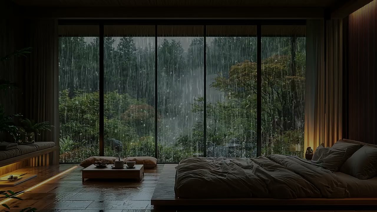 🎶 Panoramic Window & Pond Rain Sounds | Deep Sleep Ambience