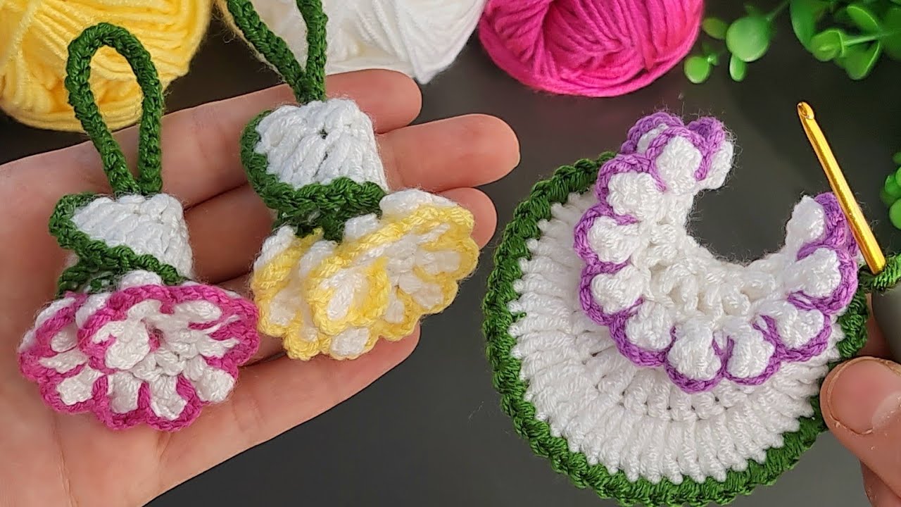 VERY NICE IDEA !😍 Crochet Tulip Flower Keychain for Beginners || Crochet Tutorials🥰 Sell and gift.