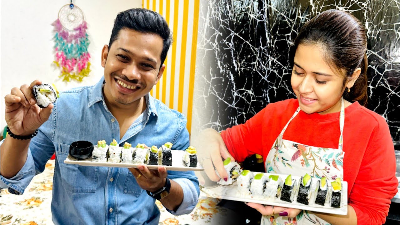 Chandrani First time বাড়িতে আমার Favourite Sushi বানালো🍣🤤