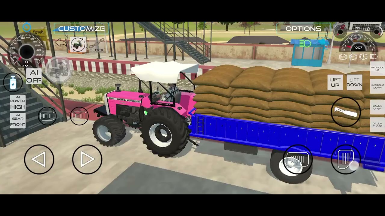 Loaded train and loaded Massey Tractor Drive 