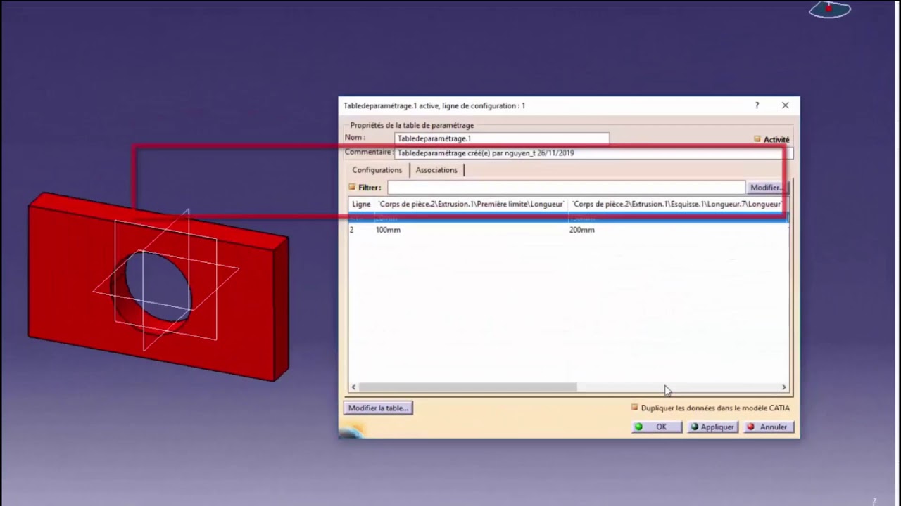 Tutoriel CATIA V5 : Créer une table de paramétrage