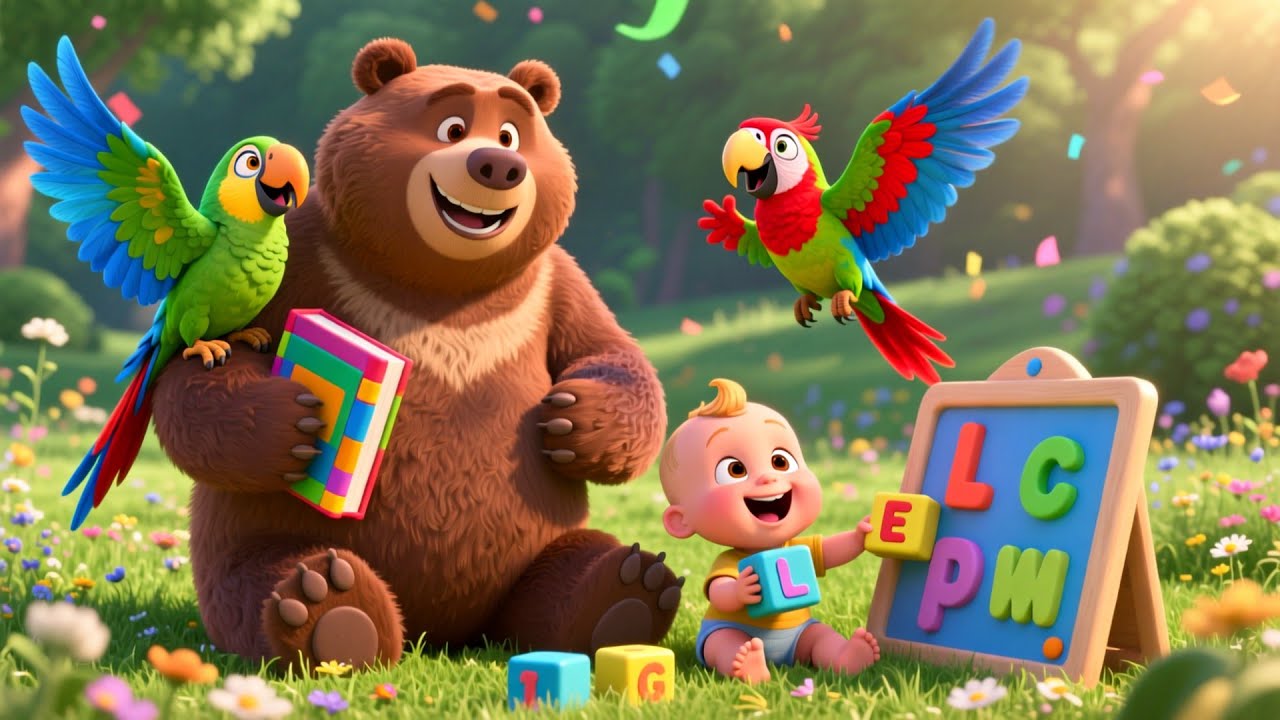 День игр медведя и попугая 🐻🦜 | Веселая песенка про животных для детей | Пойте вместе и играйте