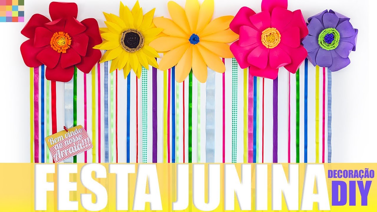 Festa Junina 🌼 Decoração DIY | Flor de papel gigante (Paper Flower)