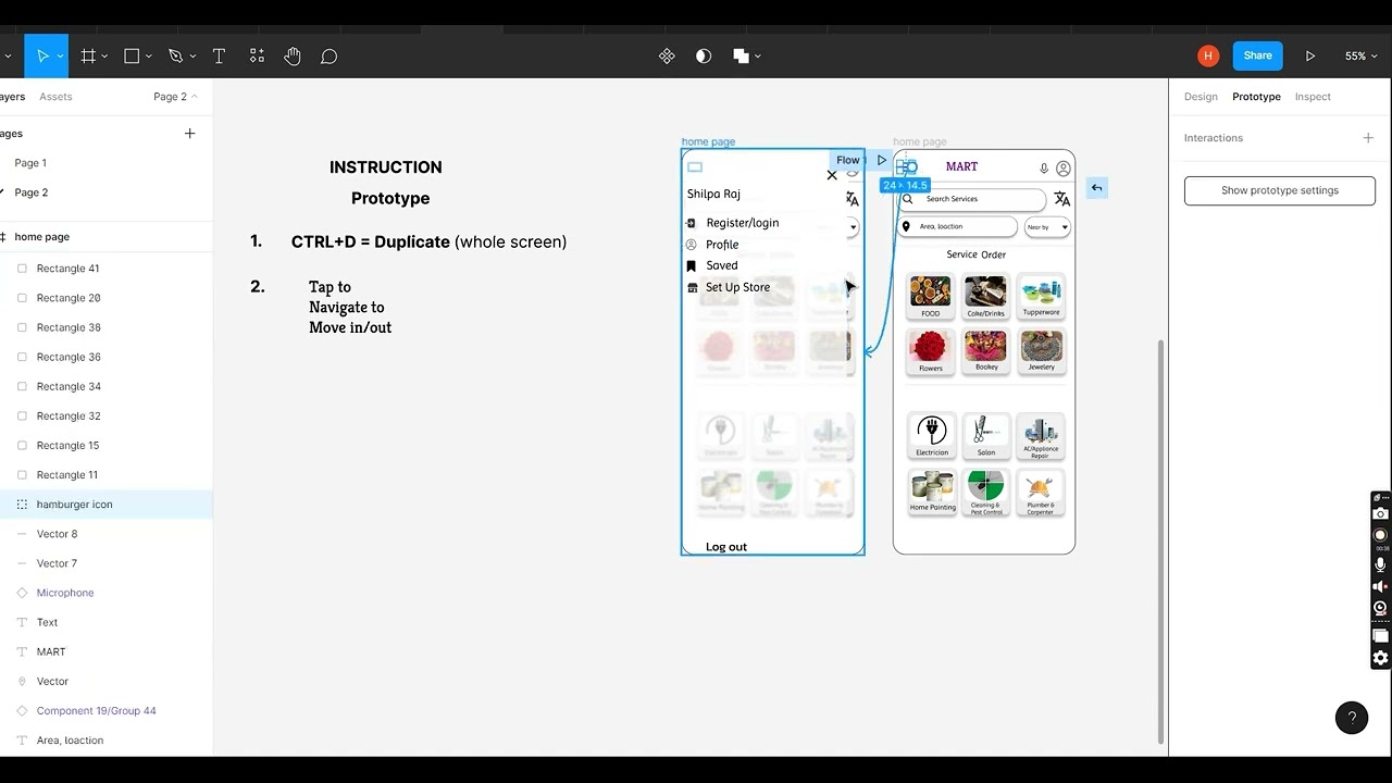 Figma Prototype - Slide ( Move In/Out) animate.