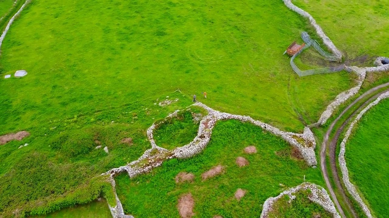 West Cornwall Lower Boscaswell village, ancient fogue, cornish hedge field systems. DJI Drone mini2.