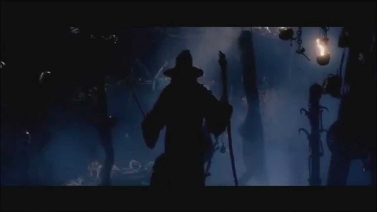 Gandalf saves the Dwarves from the Goblins