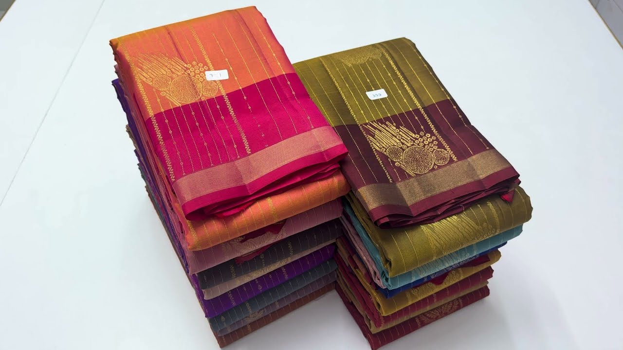 Striped pattern soft silk sarees | free shipping| varnaa sirumugai 
