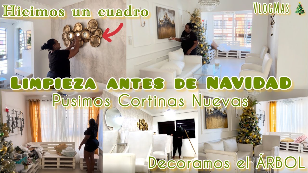 👉Limpieza antes de NAVIDAD 🎄 Hicimos un CUADRO ♻️Pusimos CORTINAS NUEVAS ✅Decoramos el ÁRBOL 🎅decor