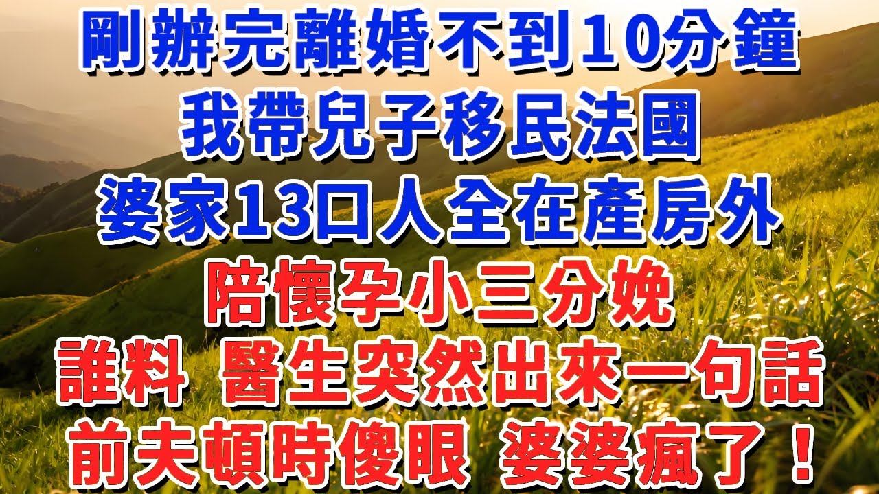 剛辦完離婚不到10分鐘，我帶兒子移民法國，婆家13口人全在產房外，陪懷孕小三分娩，誰料 醫生突然出來一句話，前夫頓時傻眼 婆婆瘋了！#小娟講故事 #情感故事 #老年生活
