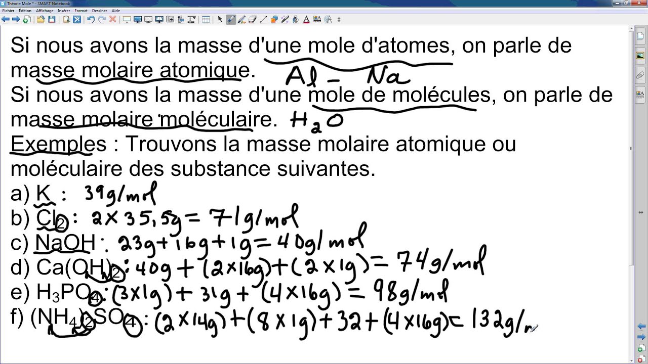 Cours théorique : La mole