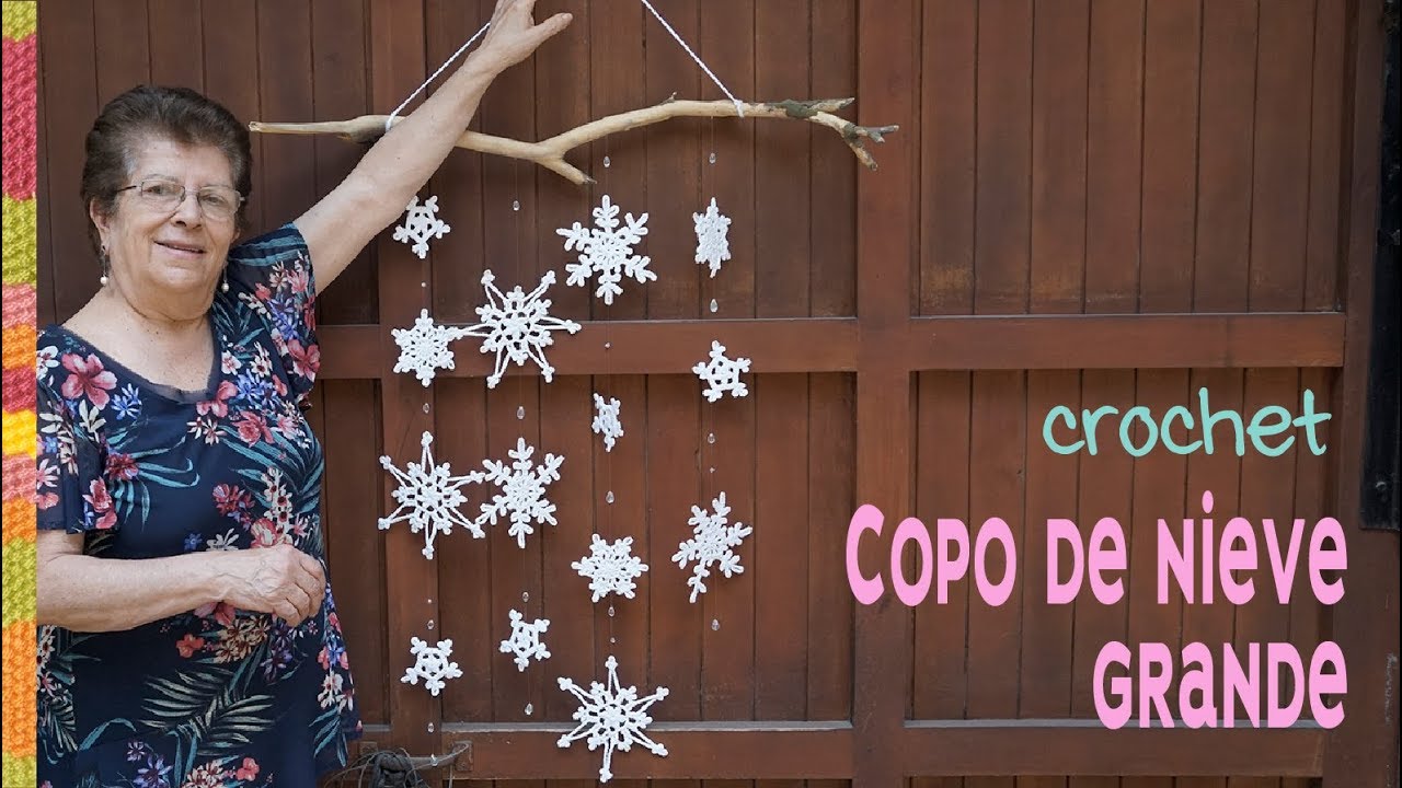 Copos de nieve GRANDES tejidos a crochet de 2 HILERAS para colgante de rama ❄️ Tejiendo Perú