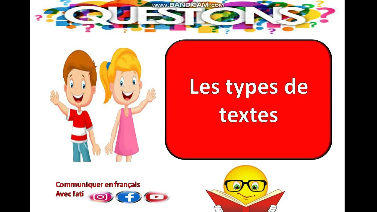 les types de textes :ses caractéristiques et sa visée أنواع النصوص بالفرنسية