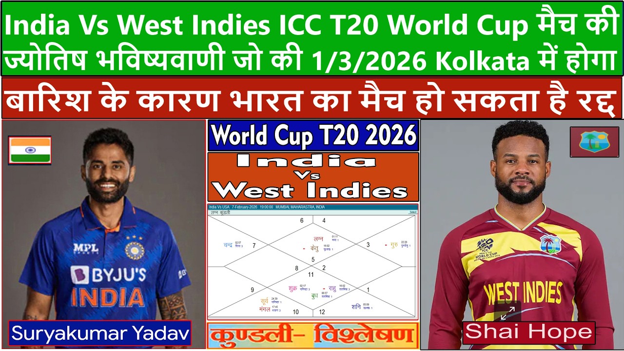 India Vs West Indies ICC T20 World Cup Match Prediction 1/3/2026 At Kolkata. IND Vs WI Dream 11