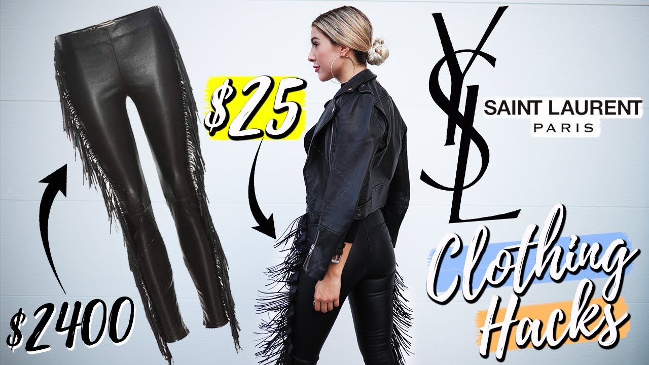 Saint Laurent CLOTHING HACKS!! $2400 YSL Pants For $25 !! How To Make DESIGNER CLOTHES For CHEAP