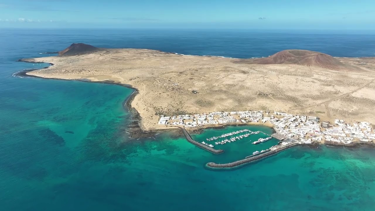 Lanzarote mountains and beaches from air