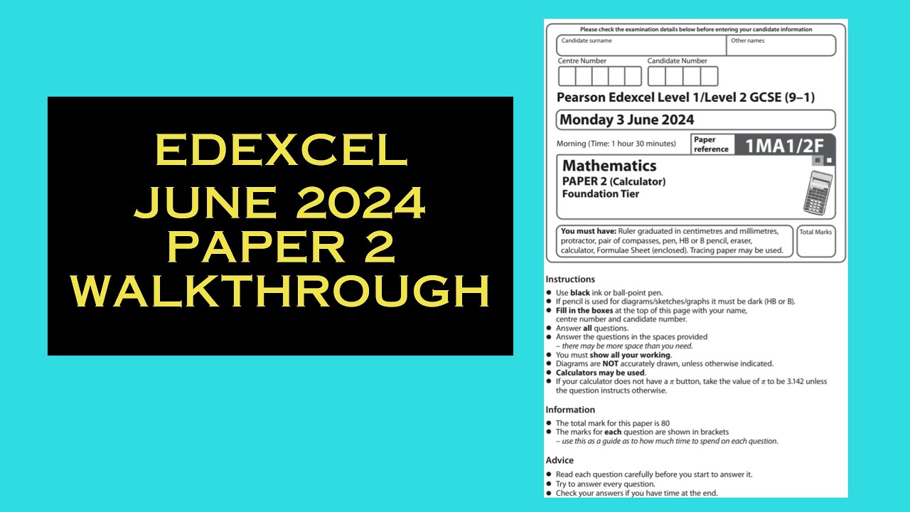 Edexcel Maths Foundation GCSE - June 2024 - Paper 2 - Worked Solutions / Walkthrough