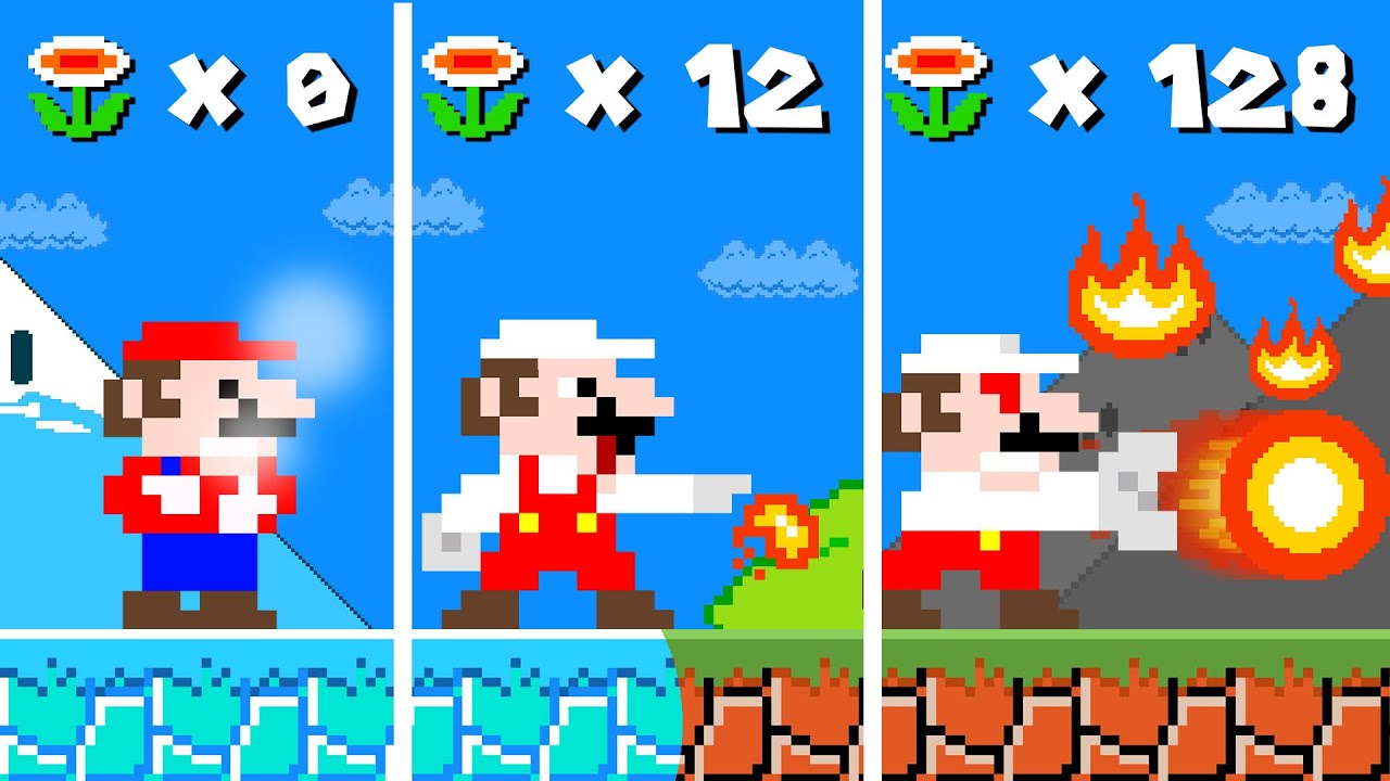 Mario Wonder but every FIRE Flower makes Mario BURN everything | Game Animation