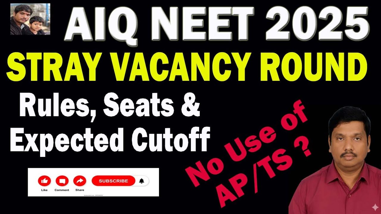NEET 2025 STRAY VACANCY ROUND Seats & Rules | Last 3 Years cutoffs