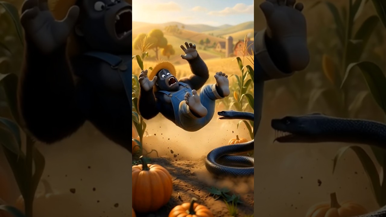 Hardworking Gorilla vs Snake | Emotional Farm Story 💔🐵 