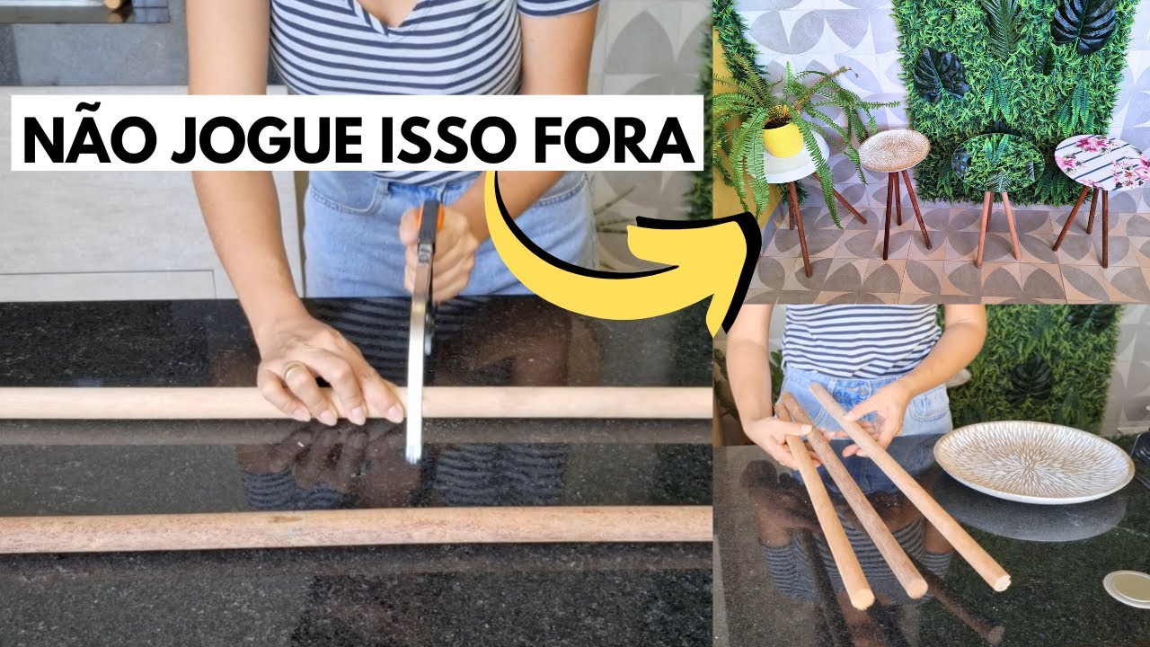4 IDEIAS DE MESINHAS COM cabo de Vassoura ... FÁCIL, econômicas e LINDAS 😍😍 Diy faça vc mesmo