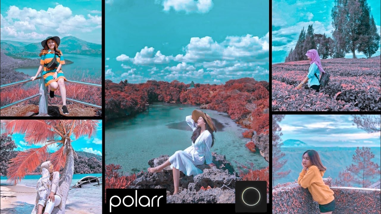 Cara edit foto pakai hp || living coral, & Aqua blue || Polarr Photo Editor
