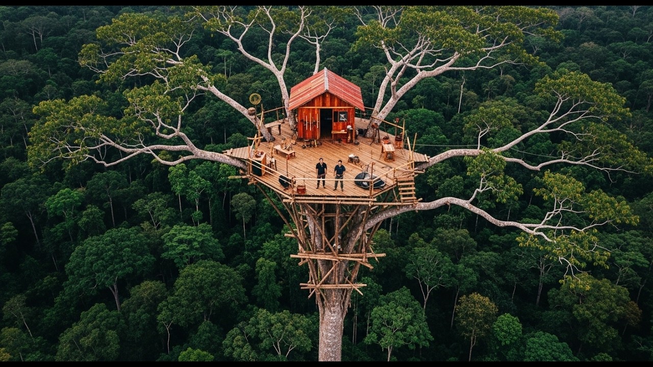 Where Only Birds Dare — Building a Survival Shelter and Sky Court on a Giant Ancient Tree