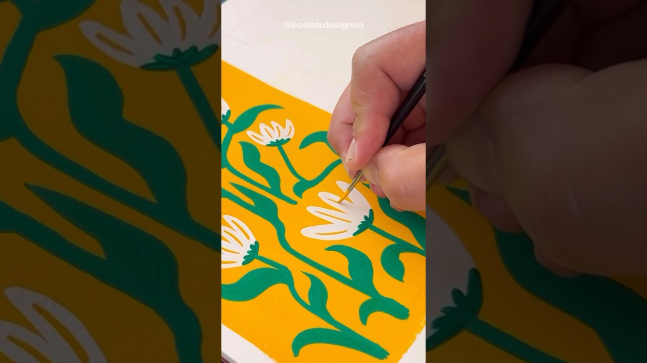 🎨 Painting one of two folk inspired abstract designs. 👀 Watch full vid on my channel. #art #artist