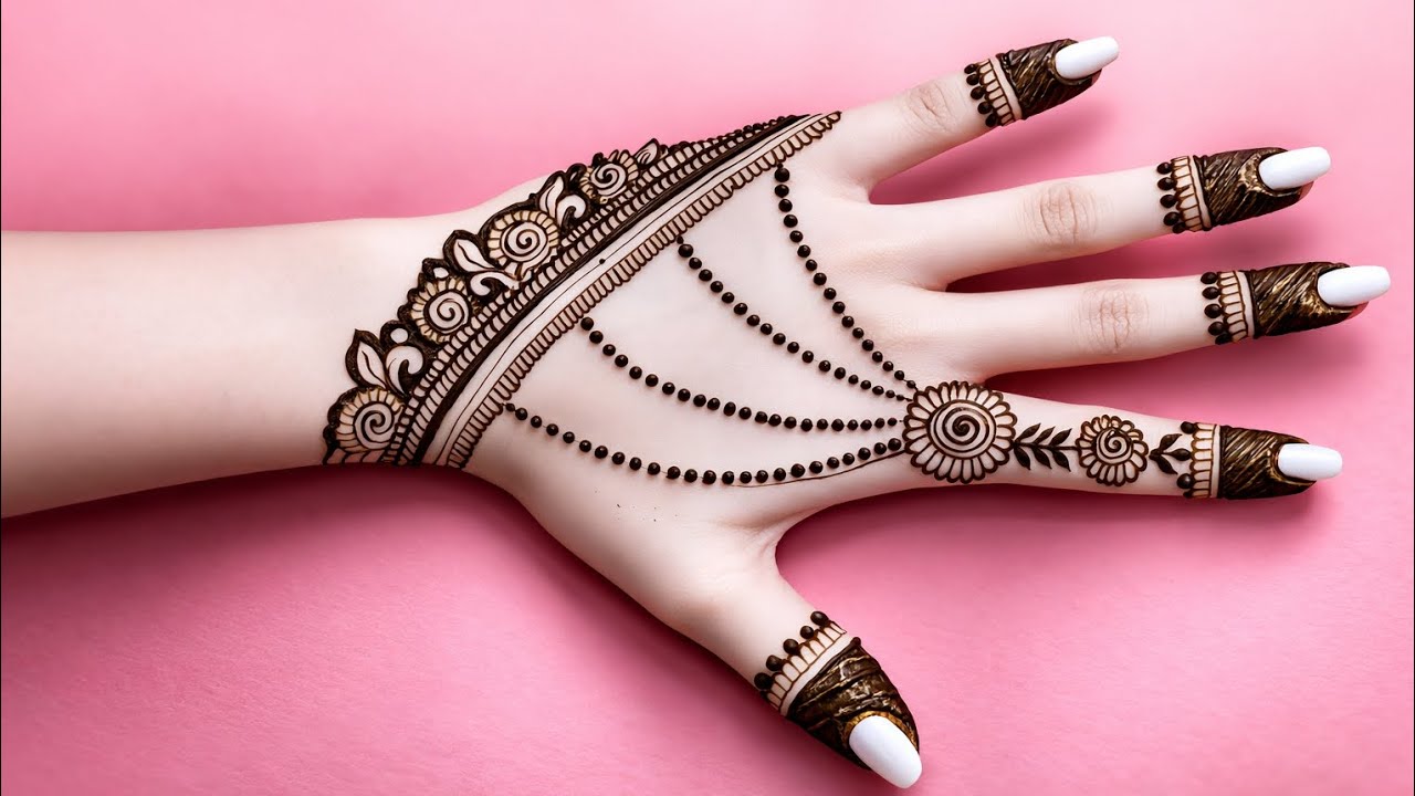 Full Hand Bridal Mehndi Design 2026 | Easy Arabic Back Hand Mehndi on Pink Background🌿