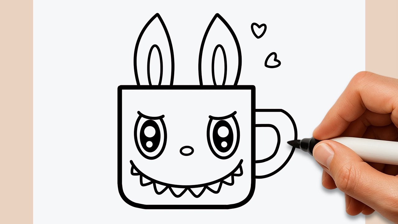 How to Draw a Cute Labubu Tea Cup Step by Step Drawing | Easy for Kids 