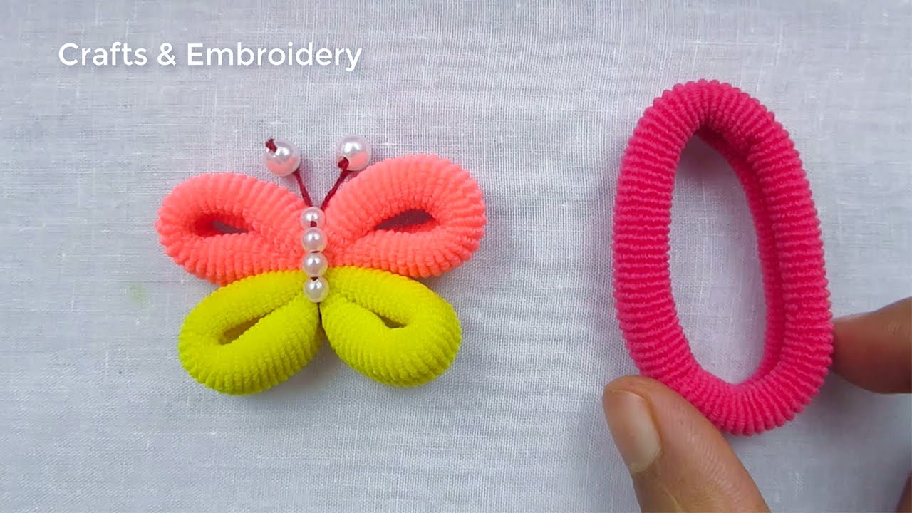 Hand Embroidery Amazing Trick, Easy Butterfly Making with Hair Rubber Band, Sewing Hack