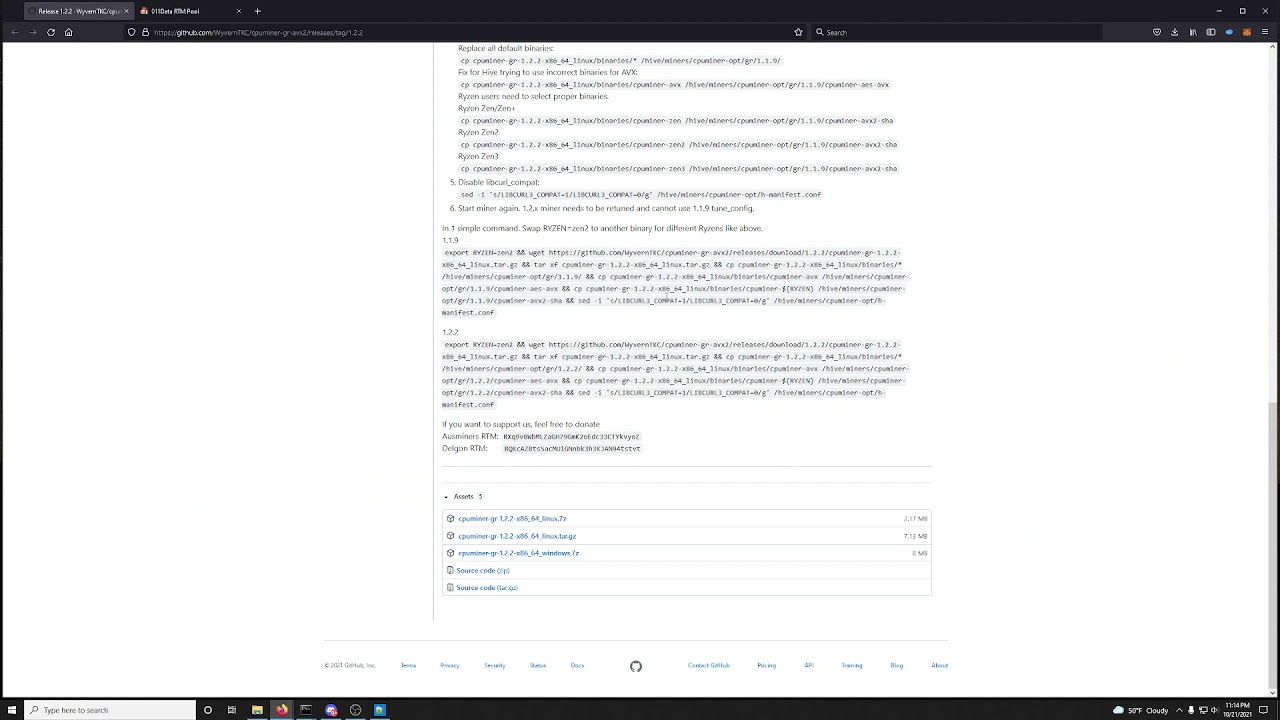 Raptoreum CPU Miner1.2.2 Windows Set Up