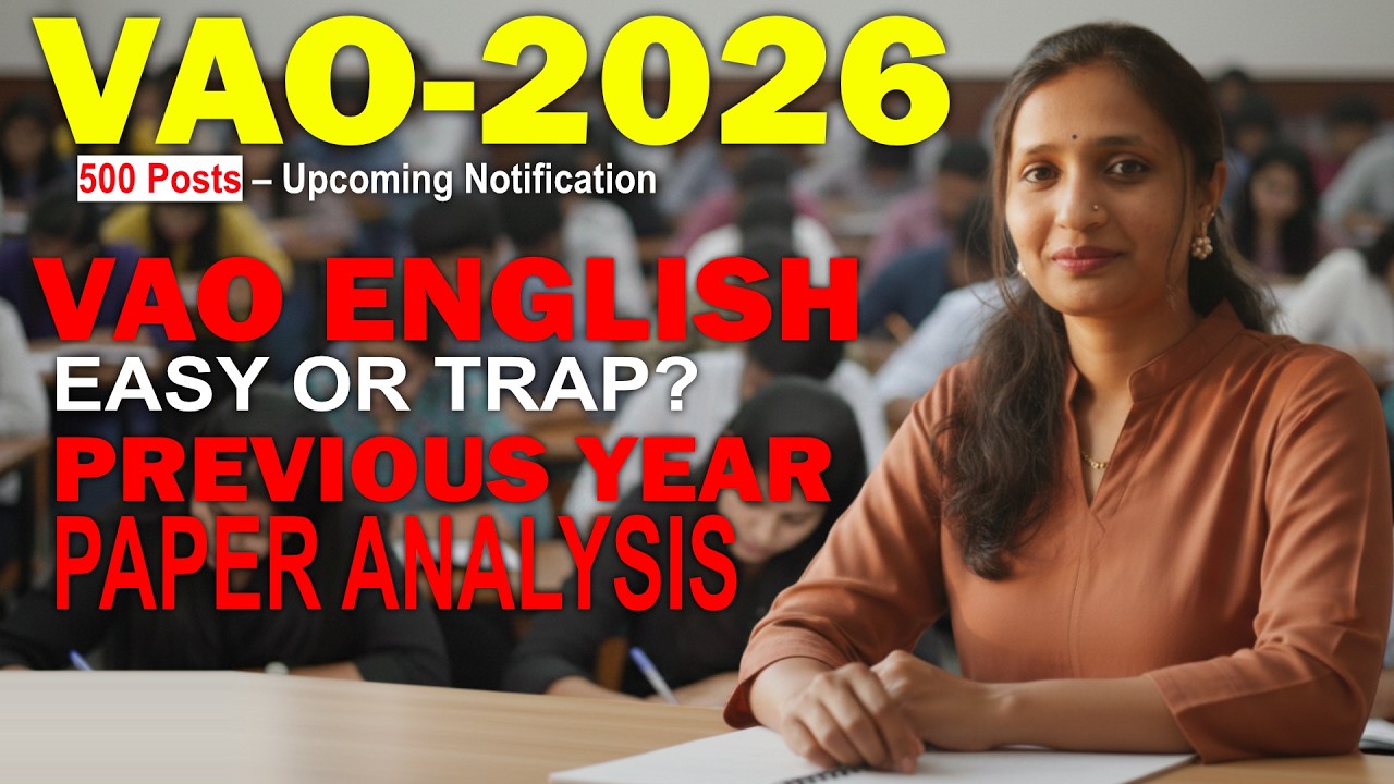 VAO 2026 | 500 POSTS | Previous Year English Question Paper Analysis | Easy or Tough? Full Strategy