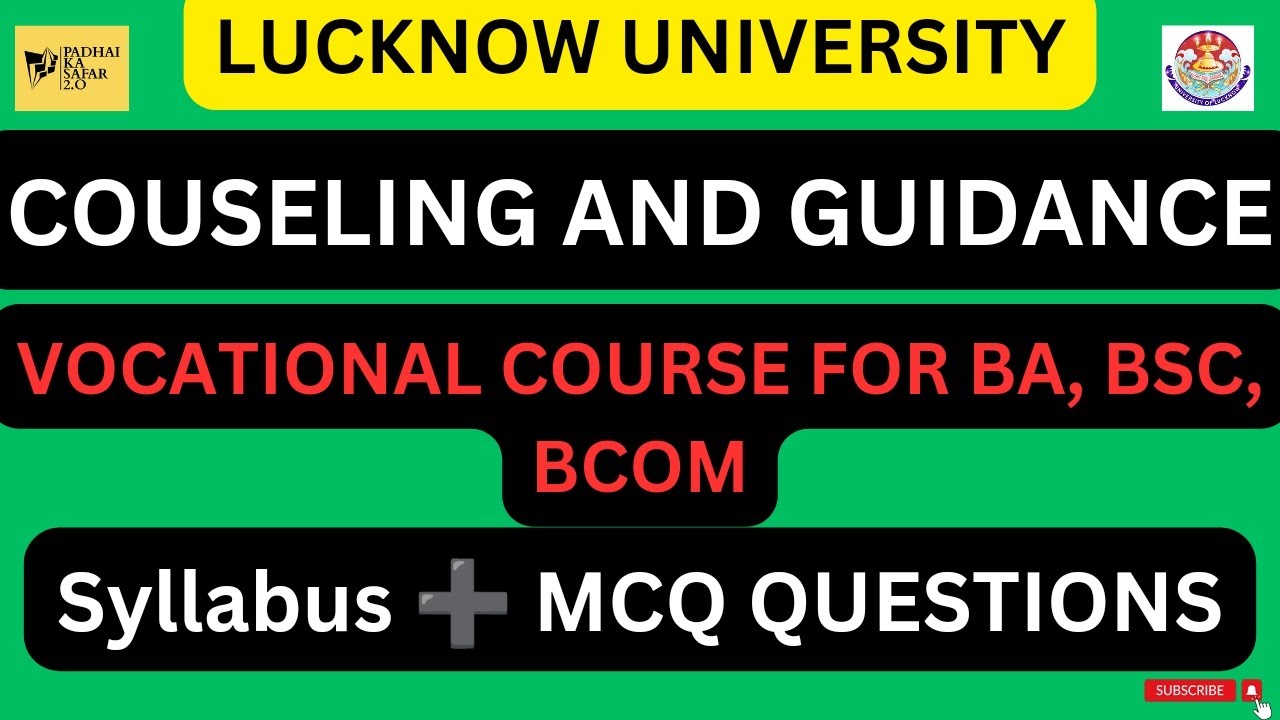 Counselling and Guidance Vocational course | Vocational course for  Ba, Bsc, Bcom Lucknow university