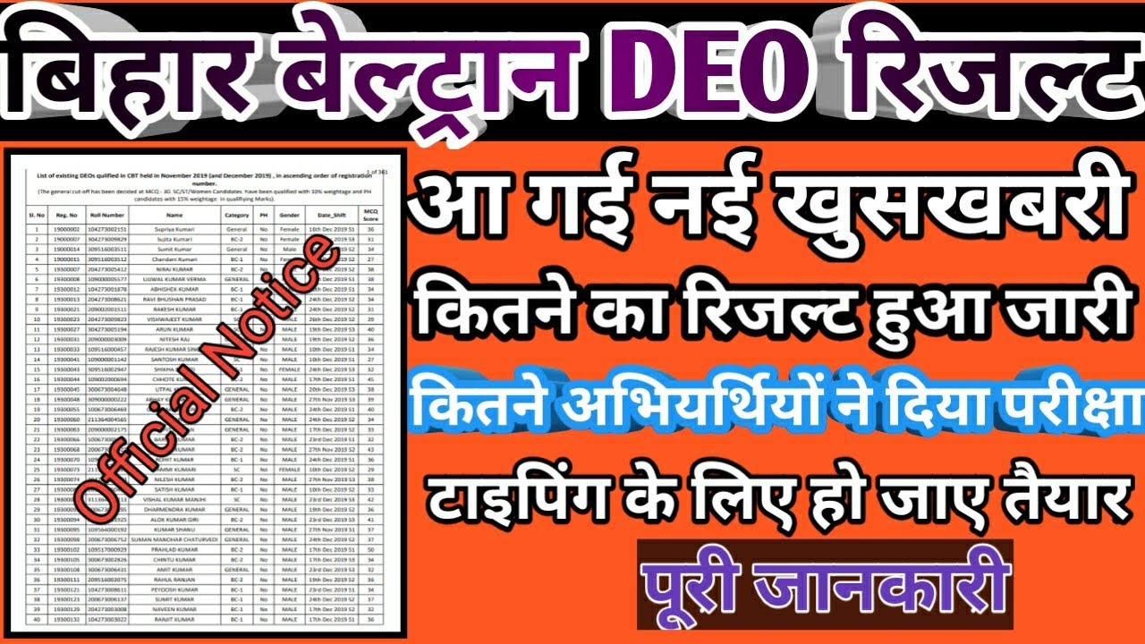Beltron DEO Result|बेल्ट्रान रिजल्ट 2020|Beltron data entry Operator result|beltron cbt result