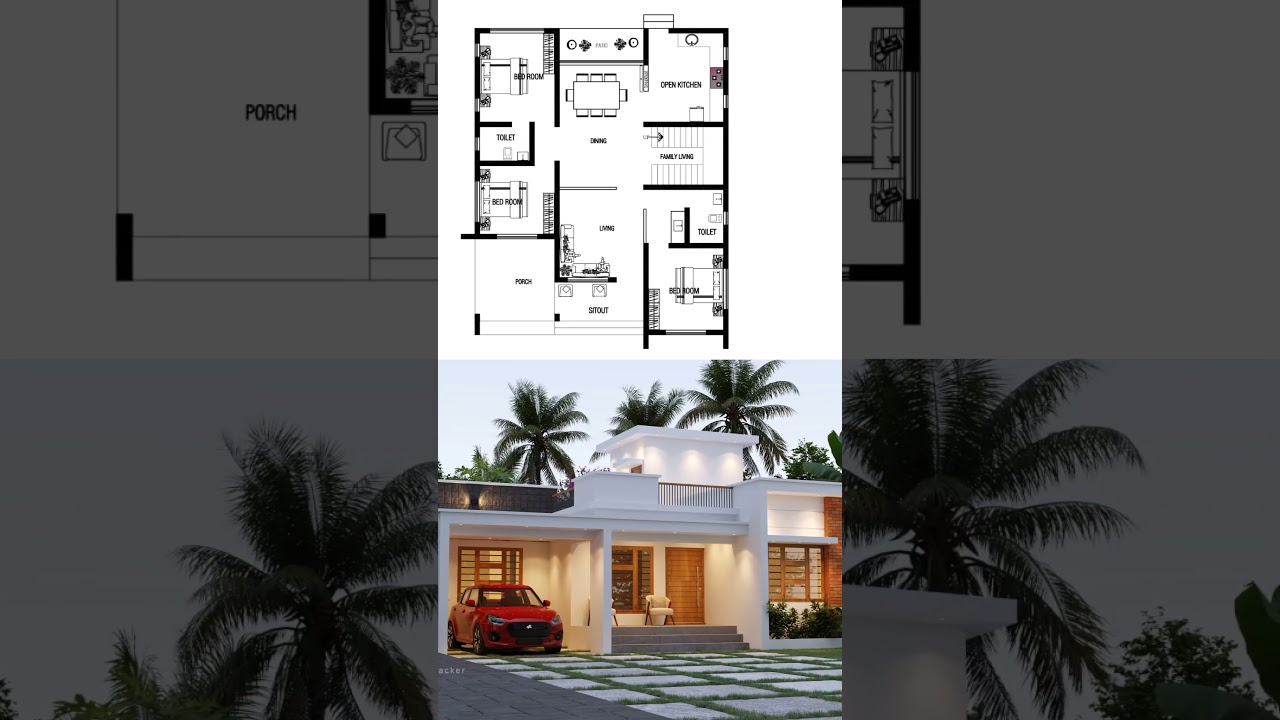3bhk | 1500 sqft | Home plan | House Plan | Kerala Home | #veedu #trending
