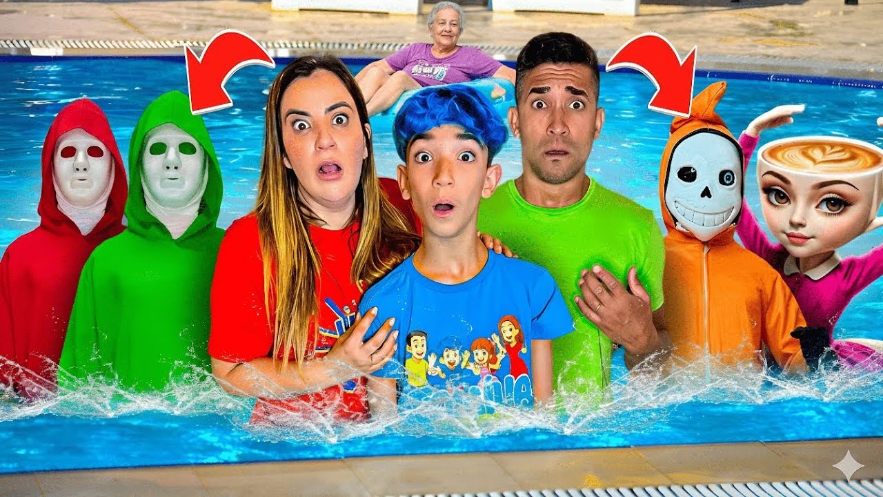 ELES APARECERAM NA NOSSA PISCINA E RAFA NAO QUER GRAVAR ELA SAIU DO CANAL