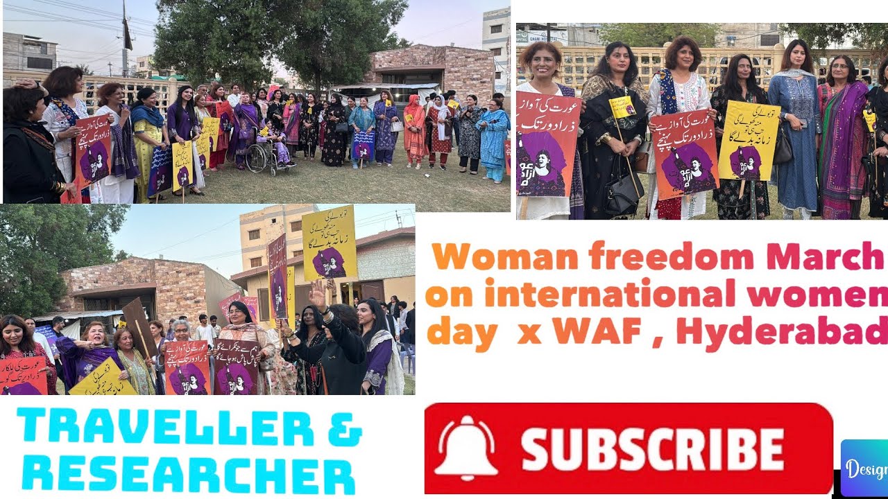 Woman freedom march on international women day by WAF - Prof. Amer Sindhu & Dr. Arfana Mallahin Hyd 