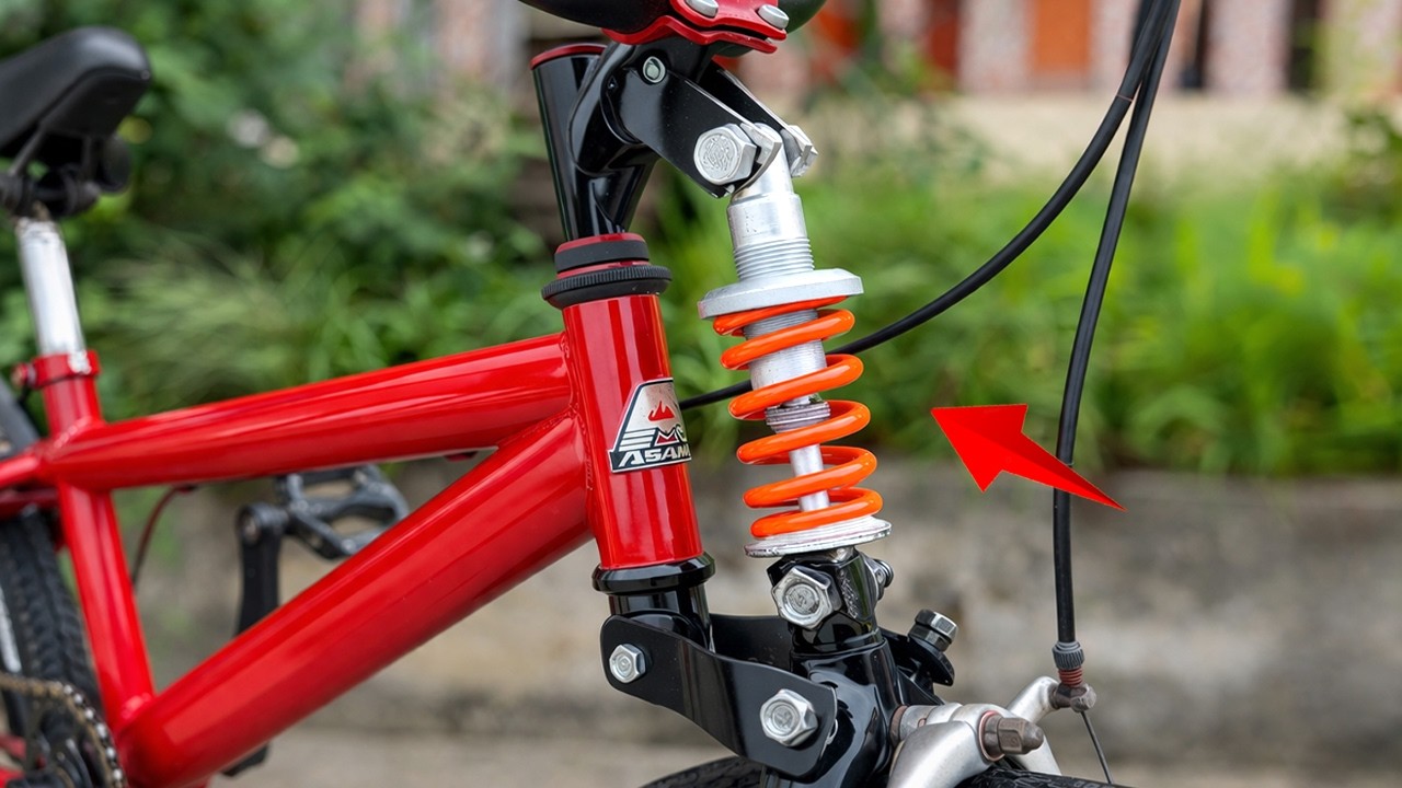 Great idea! This front suspension system on the bicycle will amaze you!