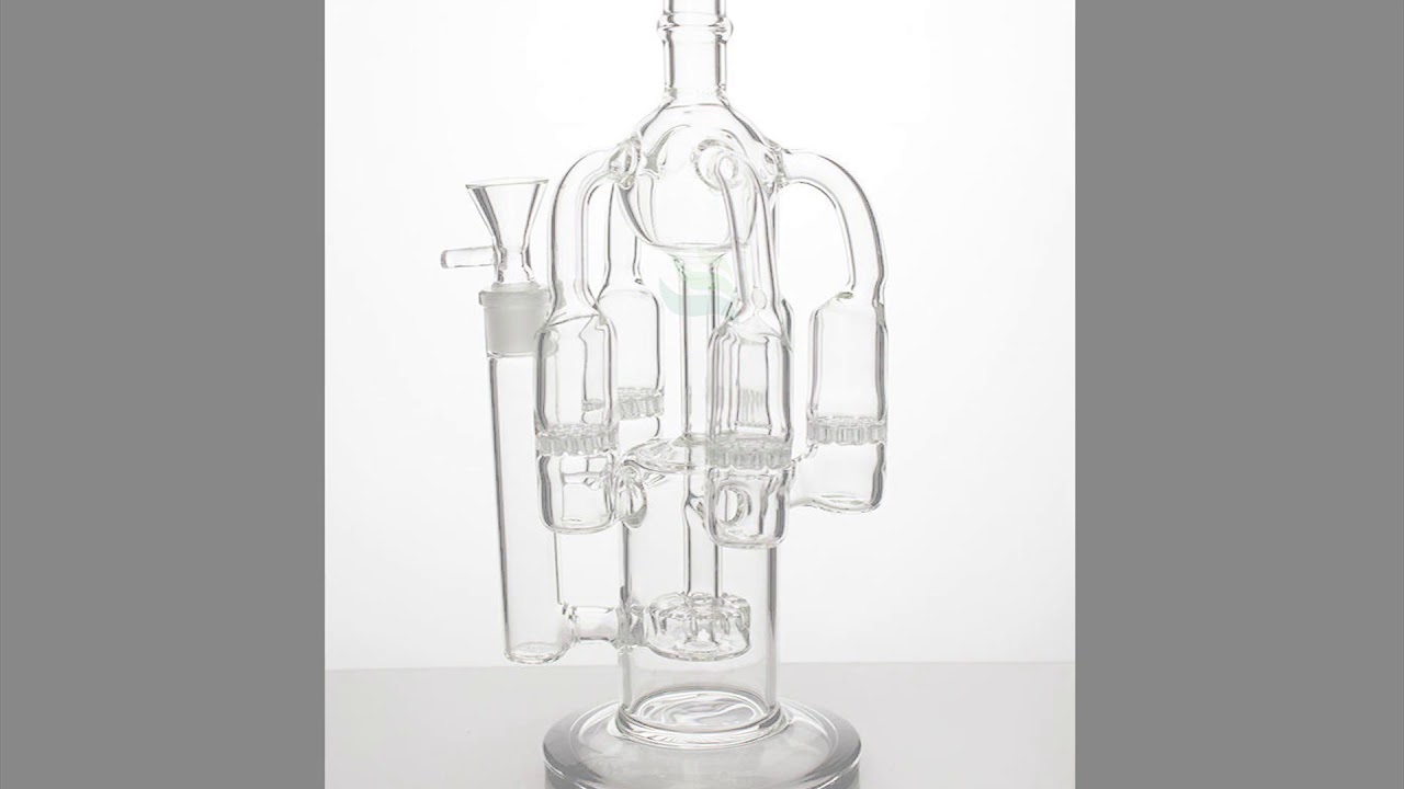 5 arm recycler glass bong/dab rig action