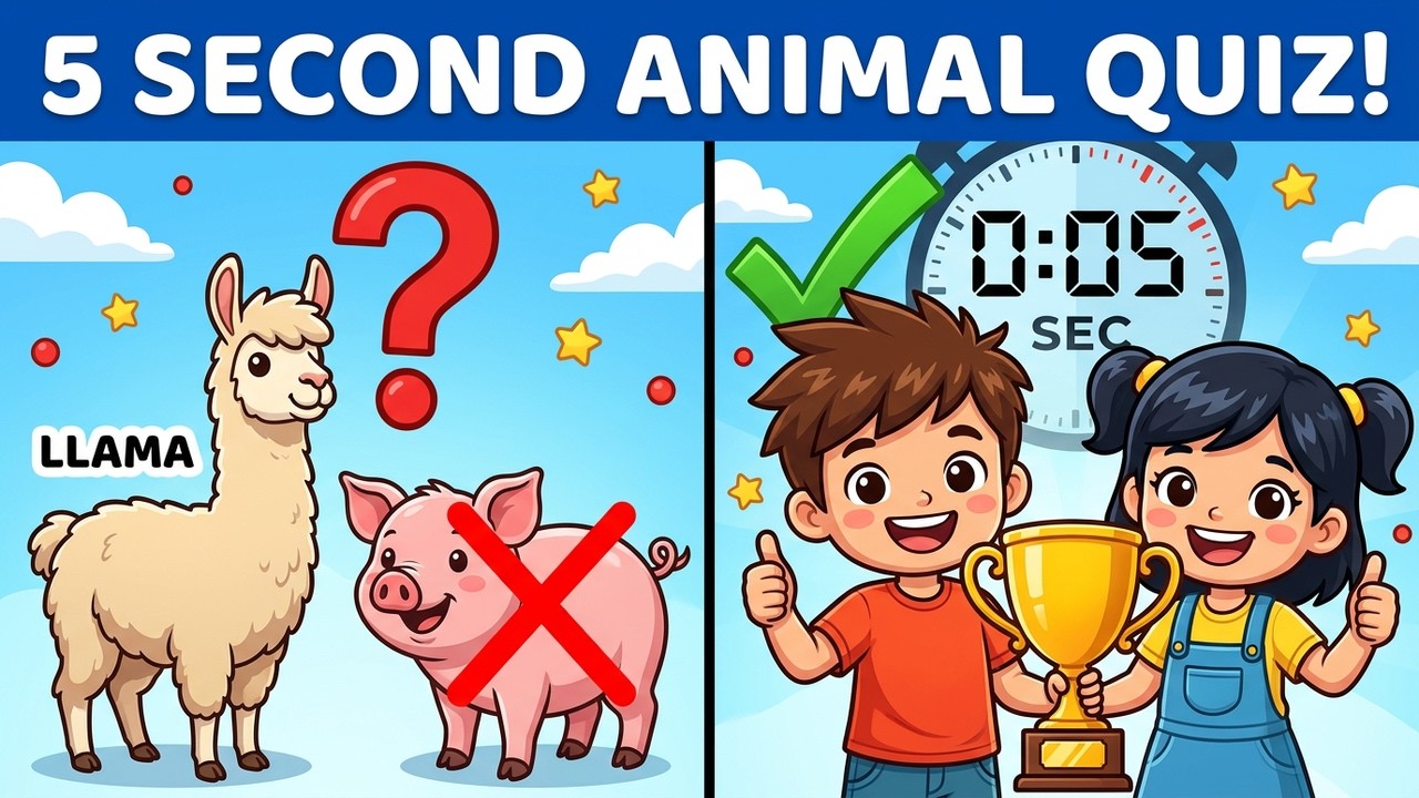 Can You Beat the 5 Second Animal Challenge? 🐘🦁 #animalquiz #kidschallenge
