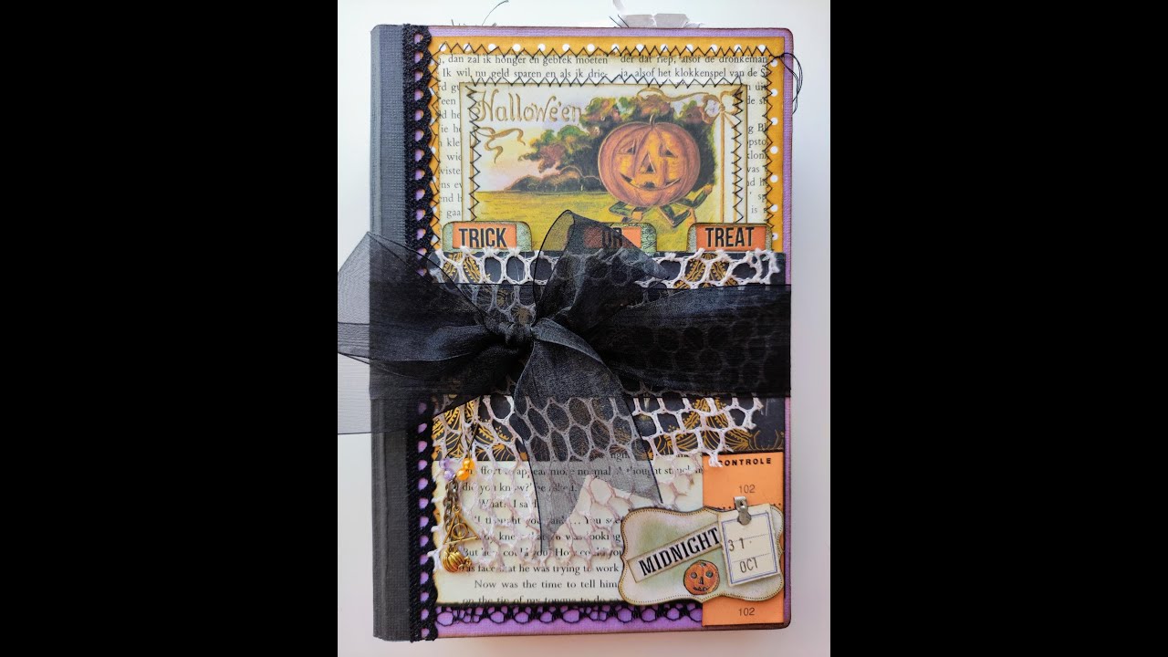 Halloween junk journal handmade, retro vintage Halloween junk journal, pumpkin journal
