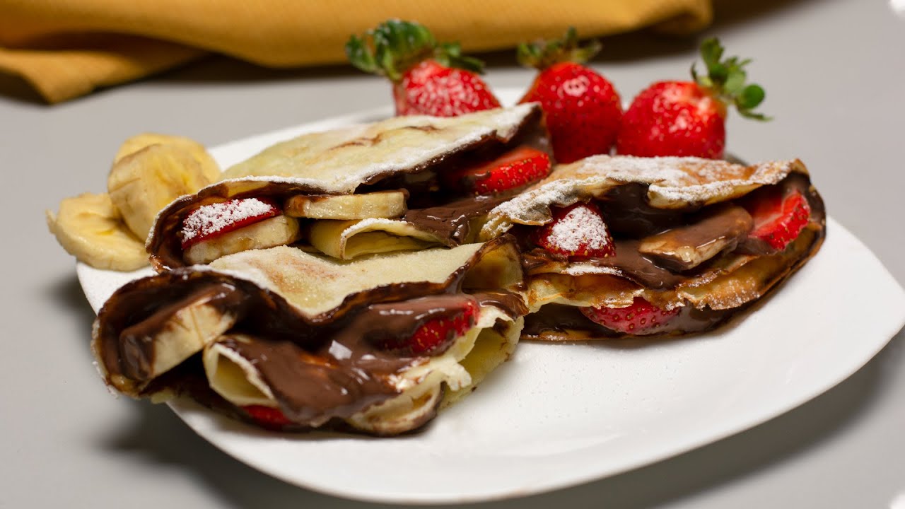 Easy Crepes Recipe - Banana Strawberry Nutella Crepes