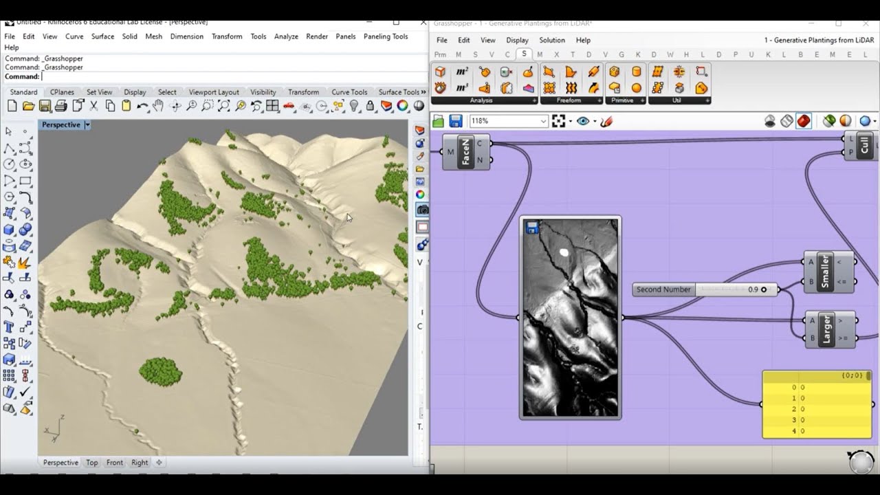 Grasshopper 9: Generative Plantings from LiDAR and using Image sampling