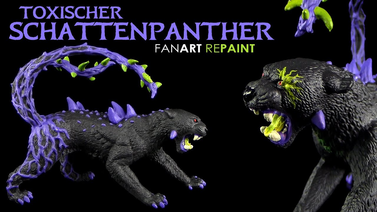 Schleich ® Eldrador ® Creatures - Toxischer Schattenpanther - OOAK 2024 Repaint & Vergleich