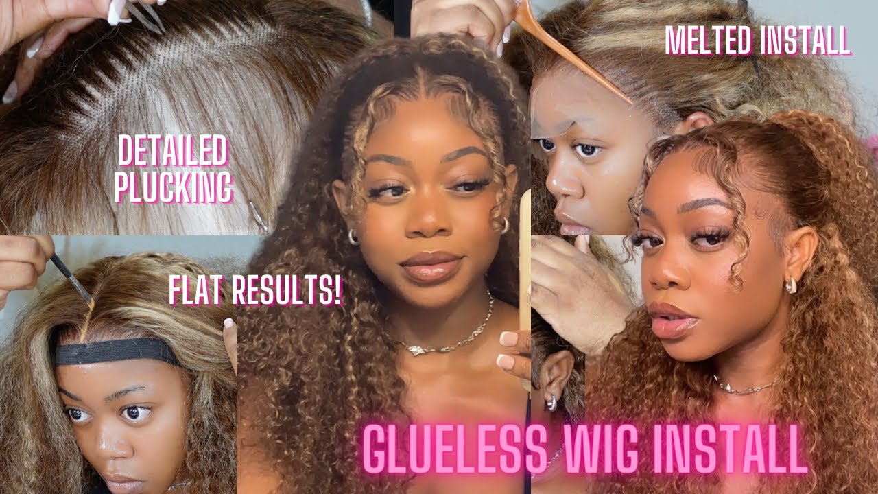 THIS COLOR 😍😍 DETAILED & EASY  PLUCKING, INSTALL, AND STYLING GLUELESS WIG INSTALL FT NADULA HAIR
