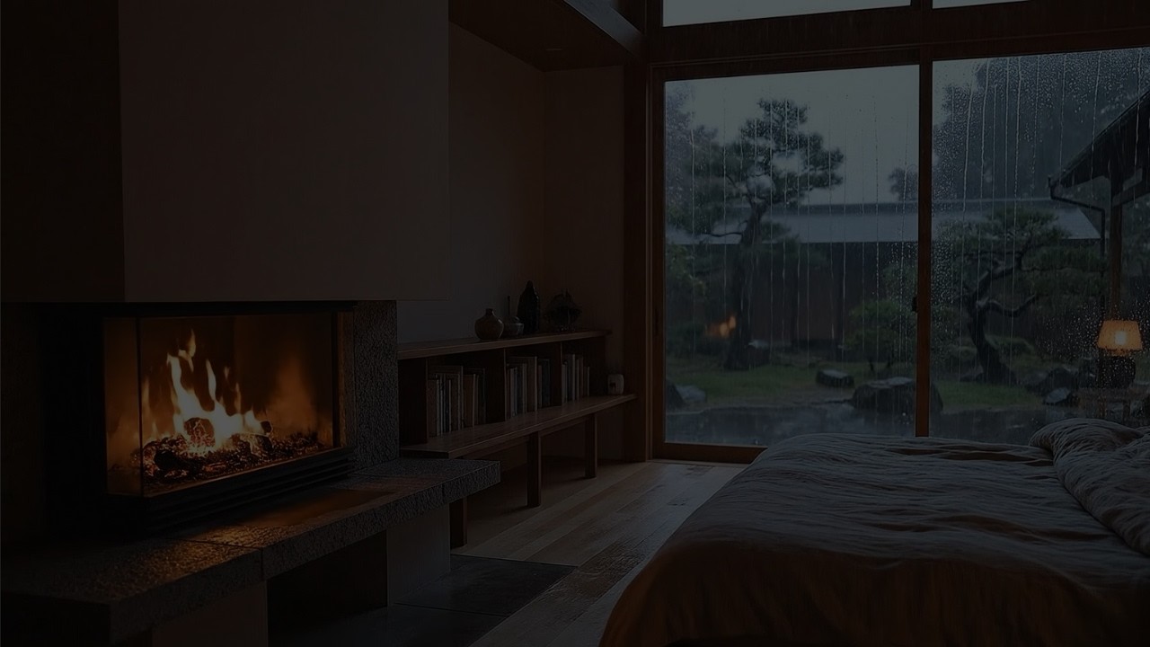 (NO ADS) Cozy Rain & Gentle Piano ASMR 🌧️🔥 Fireplace Ambience for Deep Sleep | LIVE Night Rain