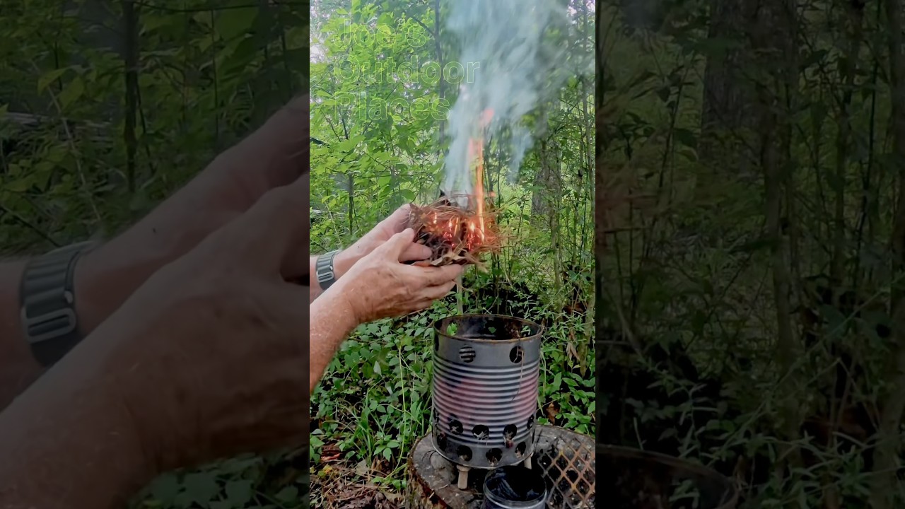 Blowing a Tinder Bundle into Flames @shorts